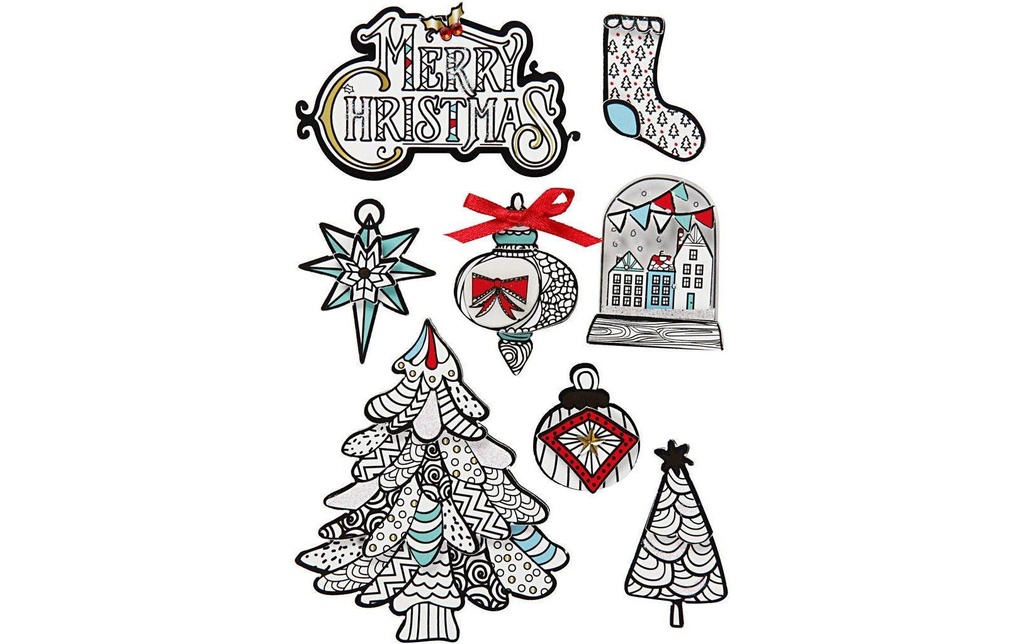 Creativ Company Autocollants de Noël 3D Motifs de Noël, 1 feuille