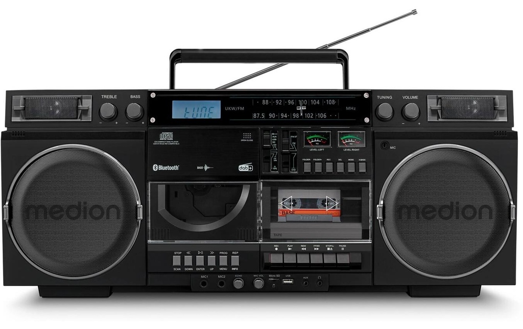 Medion Lecteur radio/CD LIFE P66538 Retro-Boombox Noir