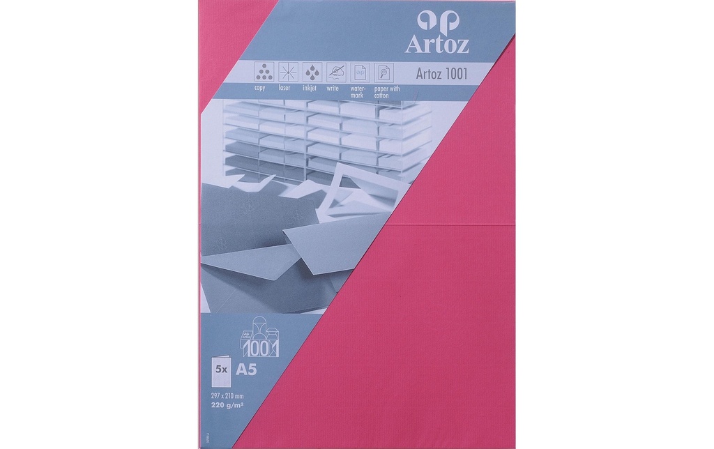 Artoz Carte vierge 1001, A5, 5 feuilles, fuchsia