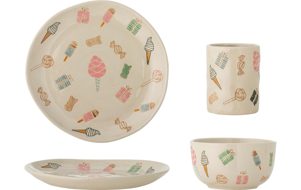 Bloomingville Service de table pour enfants Sweets Nature, faïence