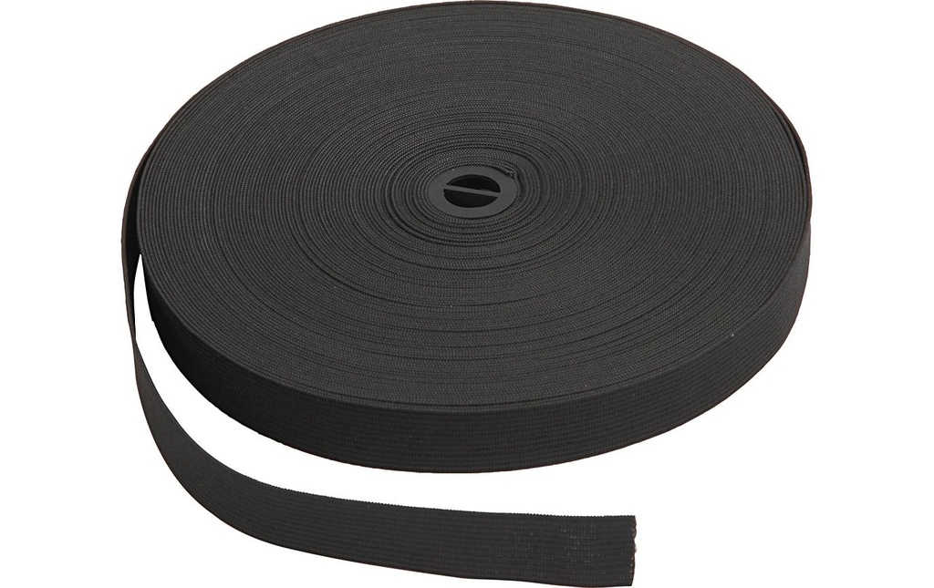 Creativ Company Bande élastique 20 mm x 25 m, noir