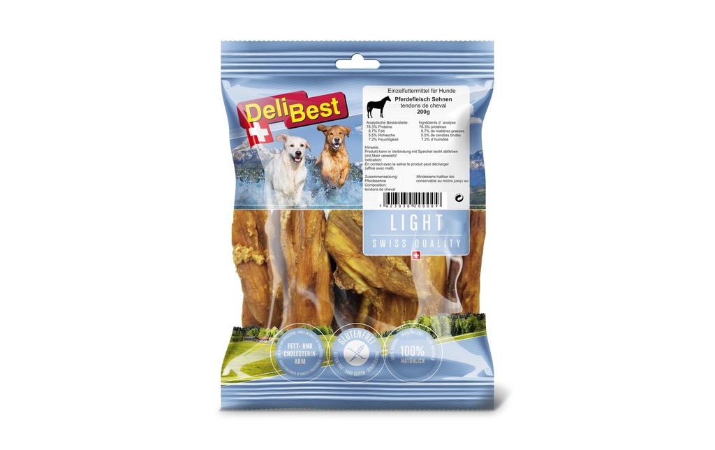 DeliBest Produit à mâcher  Tendons de chevaux légers, 200 g