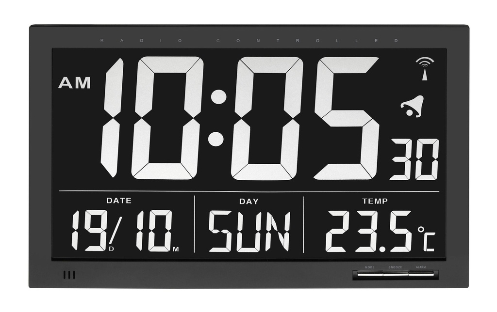 TFA Dostmann Horloge radio-pilotée XL Noir