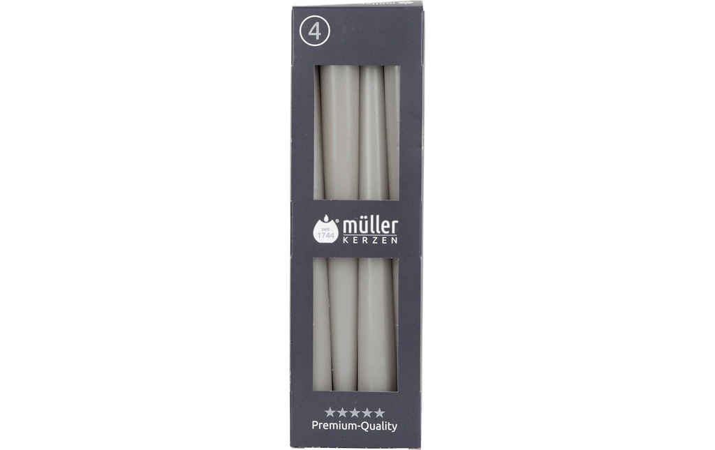 müller Kerzen Kits de bougies lisse 24.5 cm x 2.2 cm, Gris clair, 4 Pièce/s,
