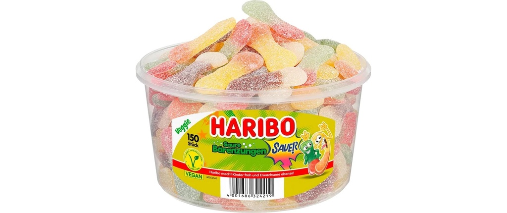 Haribo Bonbons gommeux Boîte de langues d'ours acidulées 1035 g