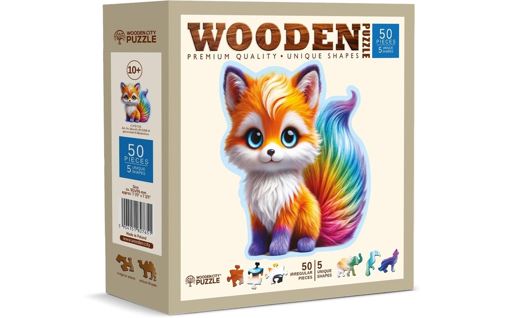 Wooden City Puzzle en bois Cute Fox M 50 pièces