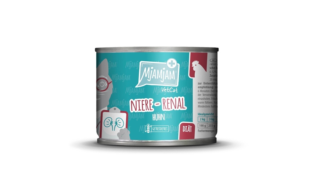 Mjamjam VetCat Nourriture humide Poulet rein-renal, 200 g