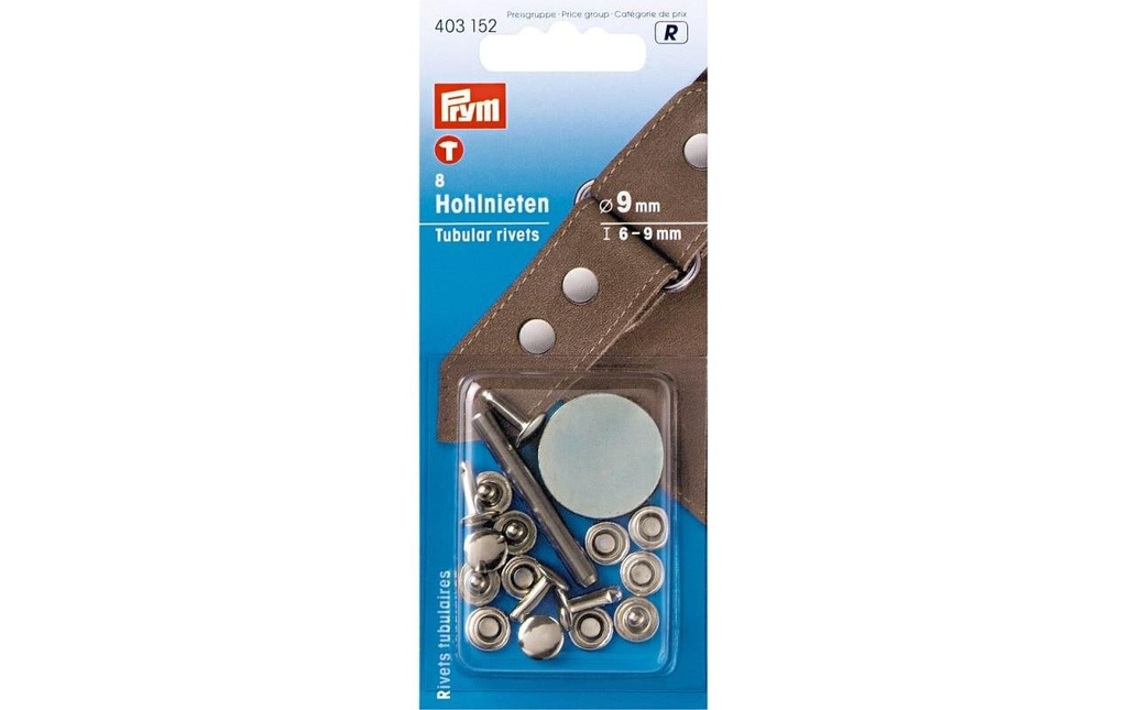 Prym Rivets tubulaires argent, 6-9 mm