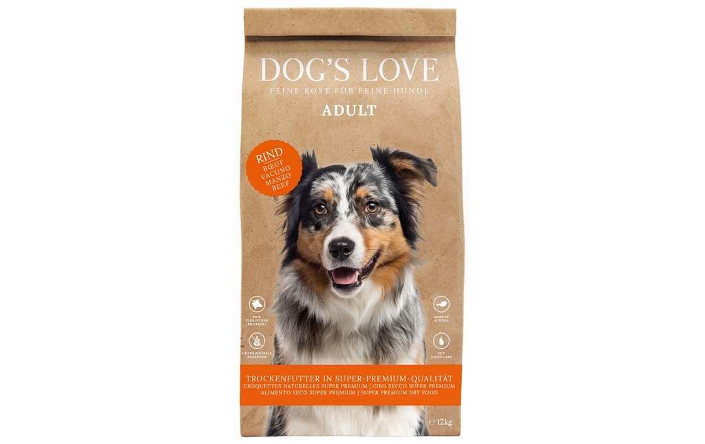 Dog's Love Alimentation sèche Adulte, Bœuf, 12 kg