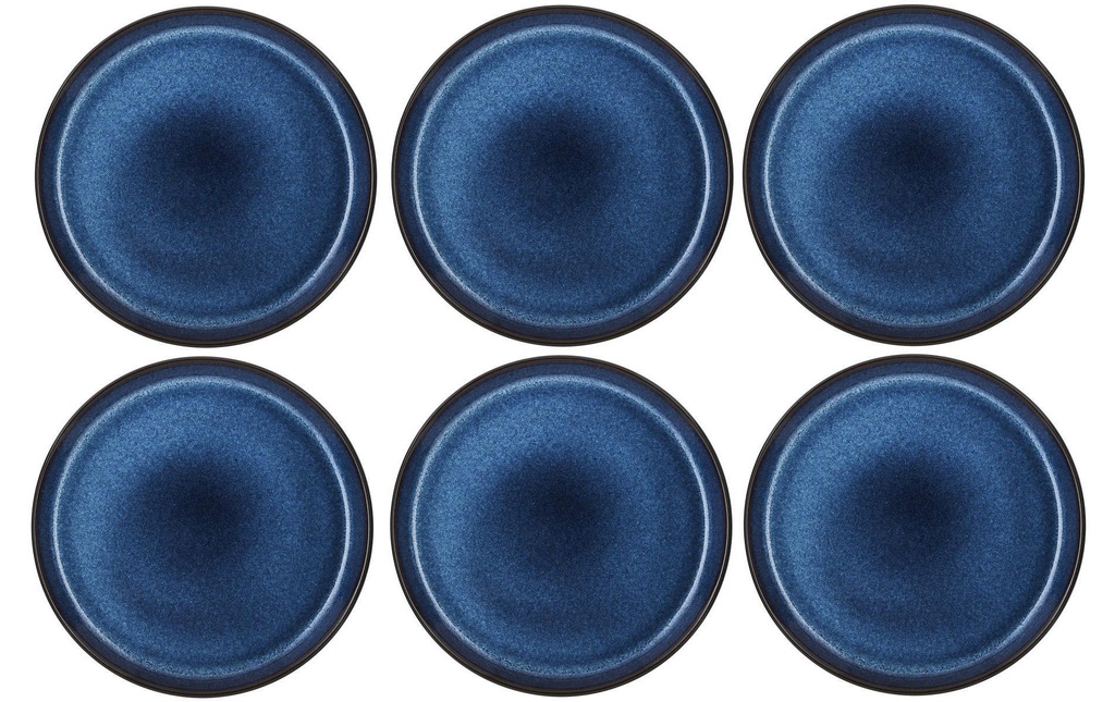Bitz Assiettes pour le petit-déjeuner et à dessert Ø 21 cm, Noir/Bleu foncé