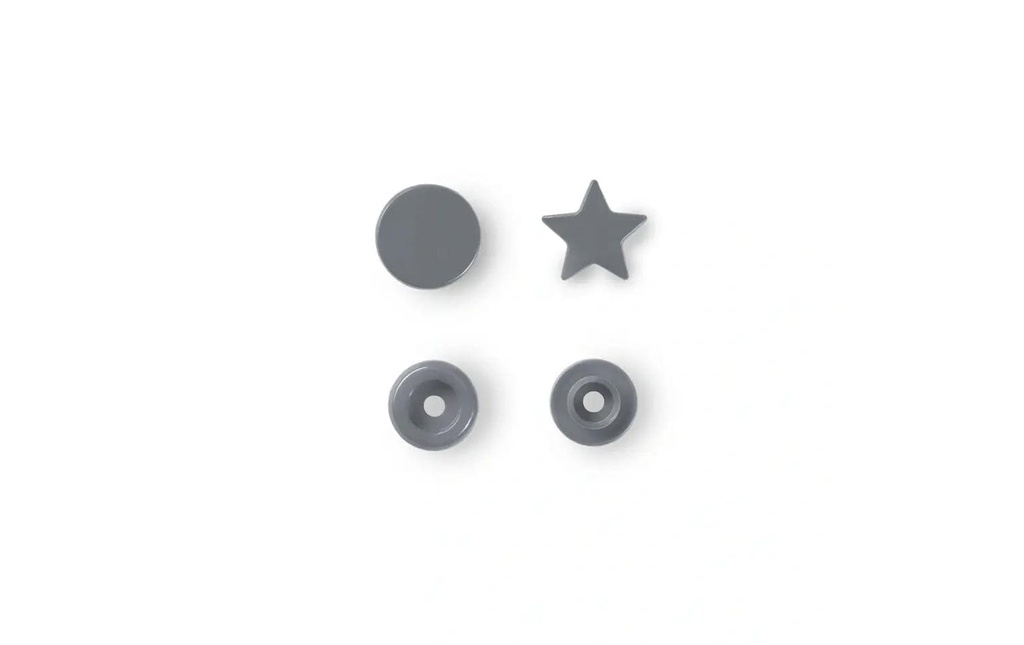 Prym Boutons poussoirs Boutons de couleur Étoile, gris argenté, 12.4 mm, 30 pièces