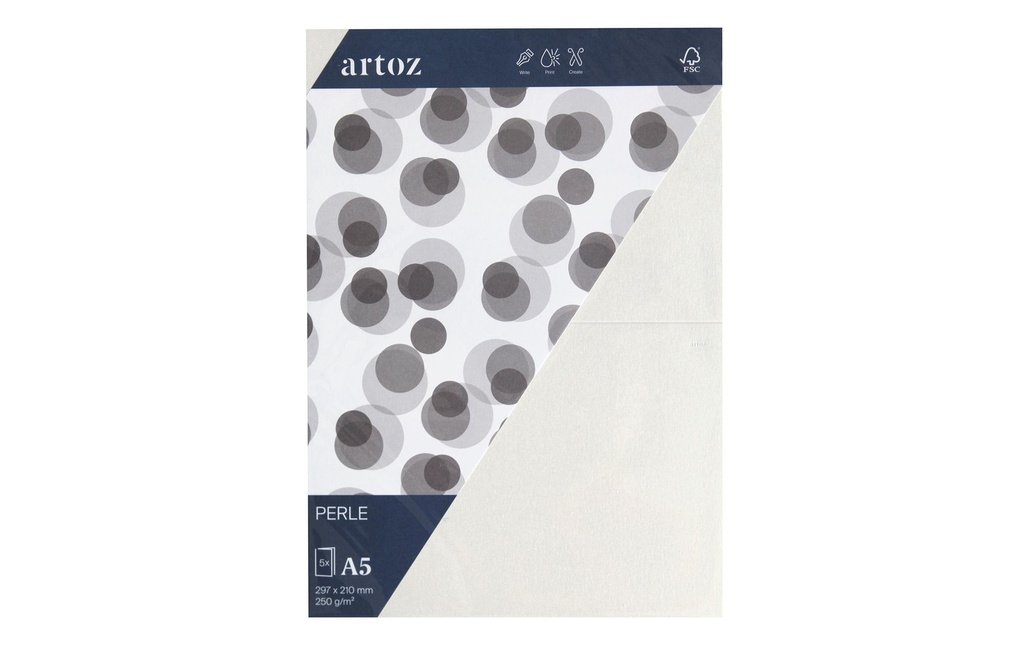 Artoz Carte vierge Perle A5, 5 pièces, blanc