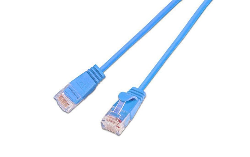 SLIM Câble de raccordement KAT6 Light, rond, U/UTP, Ø 2,8 mm, bleu