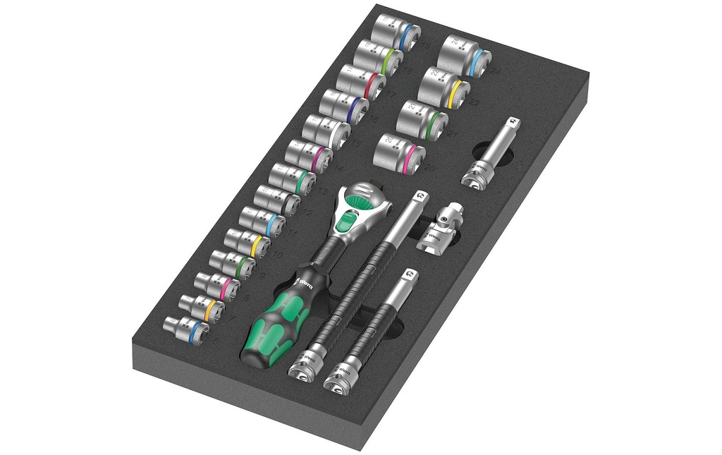 Wera Jeu de cliquets 8000 B Zyklop 9721 Insert en mousse, 23 pièces