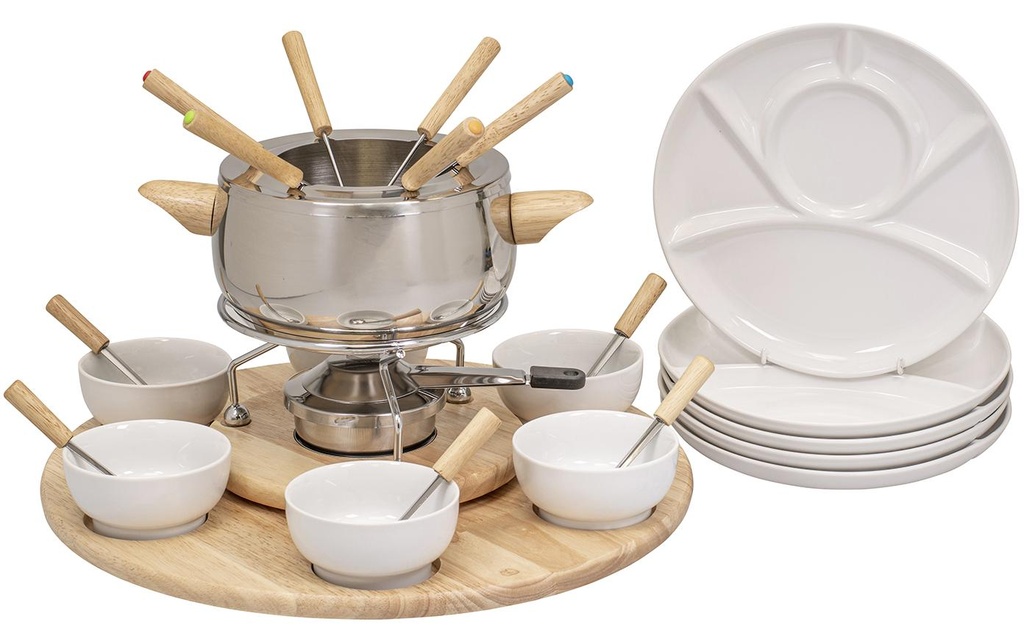 Kadastar Service à fondue à la viande Claudia 29 Pièce/s, Brun/Blanc/Acier inoxydable