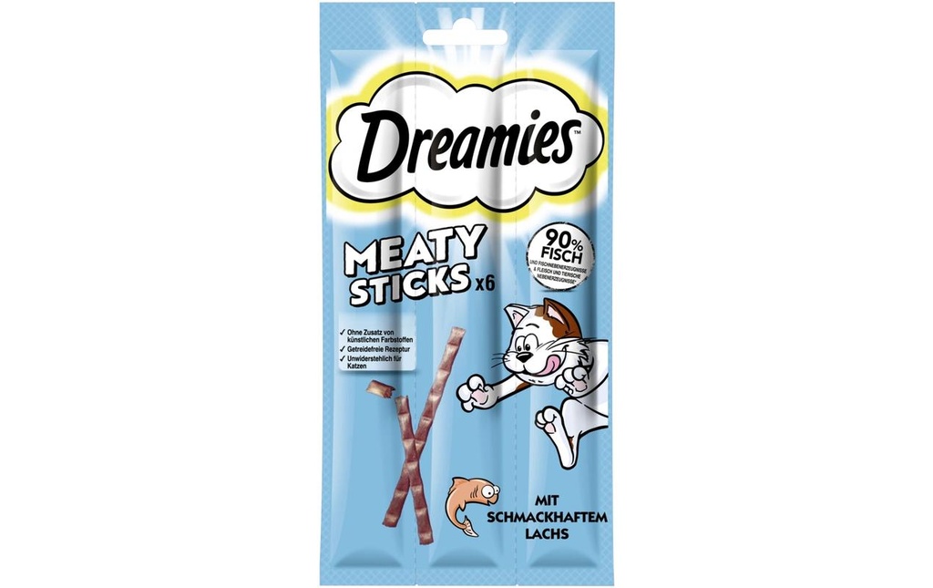 Dreamies Collation pour chat Meaty Sticks au saumon 6 x 5 g