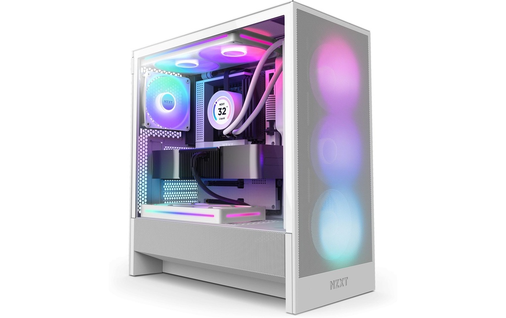 NZXT Boîtier d’ordinateur H5 Flow RGB Blanc