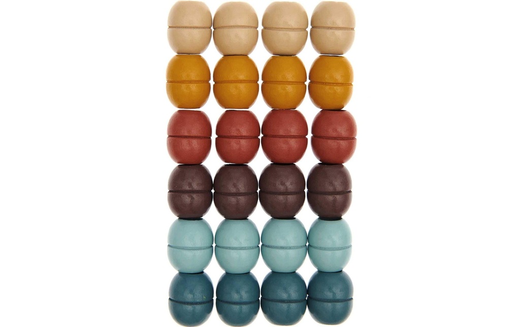 Rico Design Billes de bois Macramé Couleurs terre, 24 pièces
