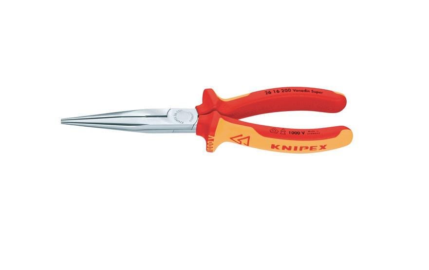 Knipex Pince à becs demi-ronds 200 mm 1000 V avec tranchant chromé