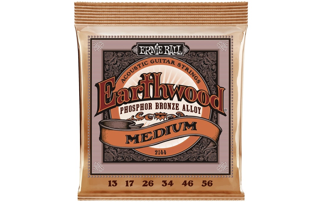 Ernie Ball Cordes de guitare 2144 Earthwood PB – Medium 13-56
