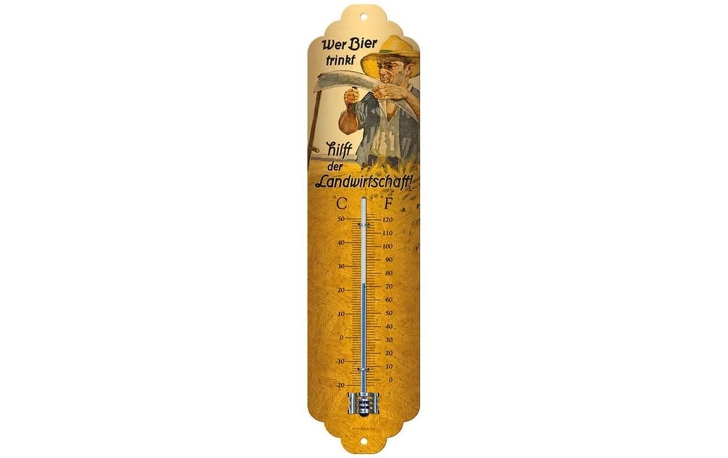 Nostalgic Art Thermomètre Wer Bier trinkt 6.5 x 28 cm