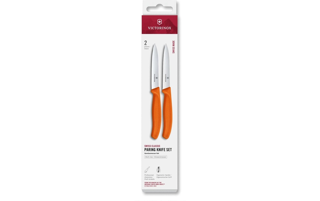 Victorinox Jeux de couteaux Swiss Classic, 10 cm, orange, 2 pièces
