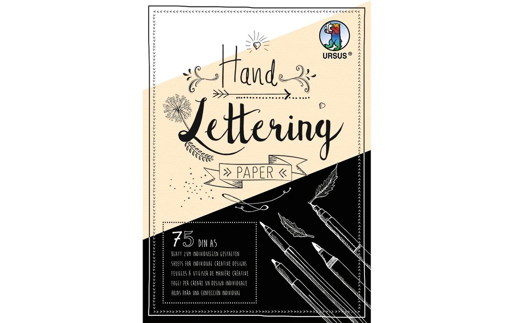 URSUS Carnet de dessin Handlettering A5, 210 g/m², 75 feuilles