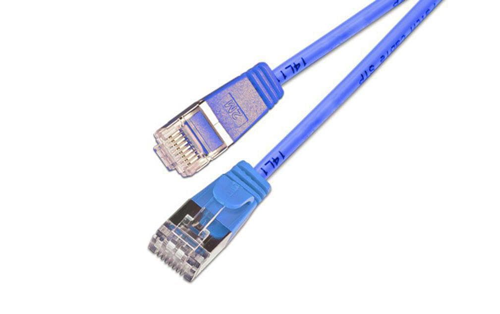 SLIM Câble de raccordement KAT6 Light, rond, U/FTP, Ø 3,8 mm, bleu