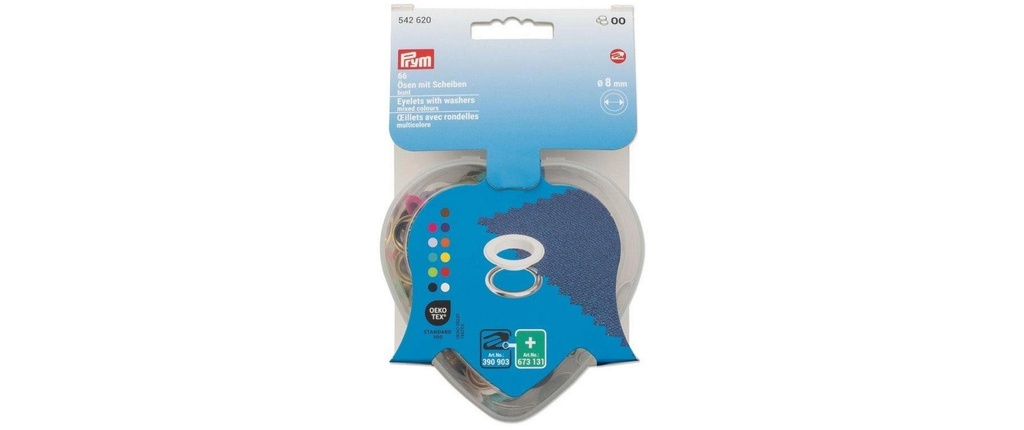 Prym Œillets avec disques en boîte cœur, 8 mm