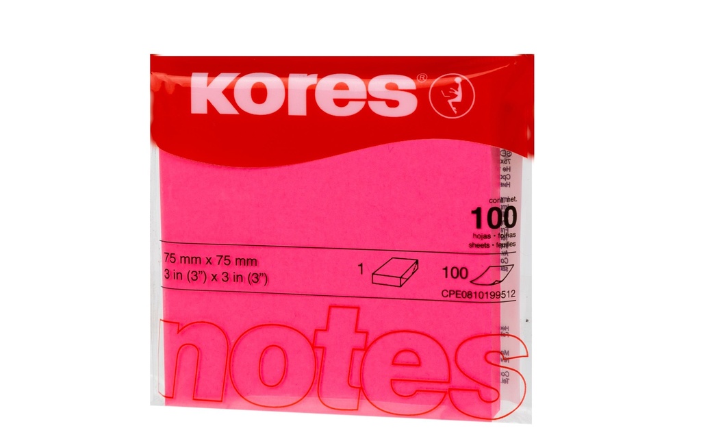 Kores Fiche de bloc-notes 7.5 x 7.5 cm, Rose fluo
