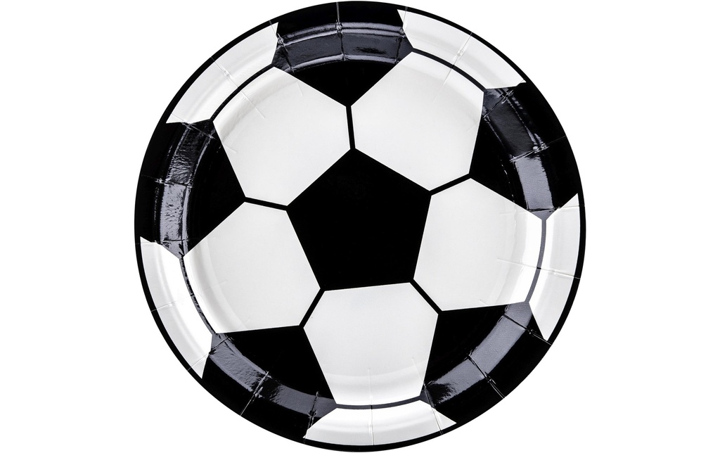 Partydeco Assiettes jetables Football 18 cm, 6 Pièce/s, Noir/Blanc