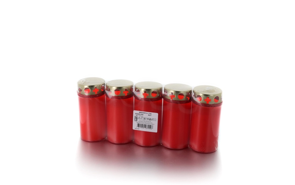 balthasar Bougie funéraire avec couvercle 5 pièces, Rouge