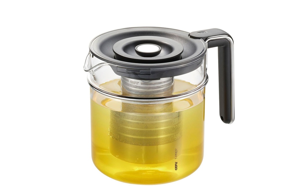 GEFU Théière T-Prep 1.5 l, Transparent/Noir/Argenté