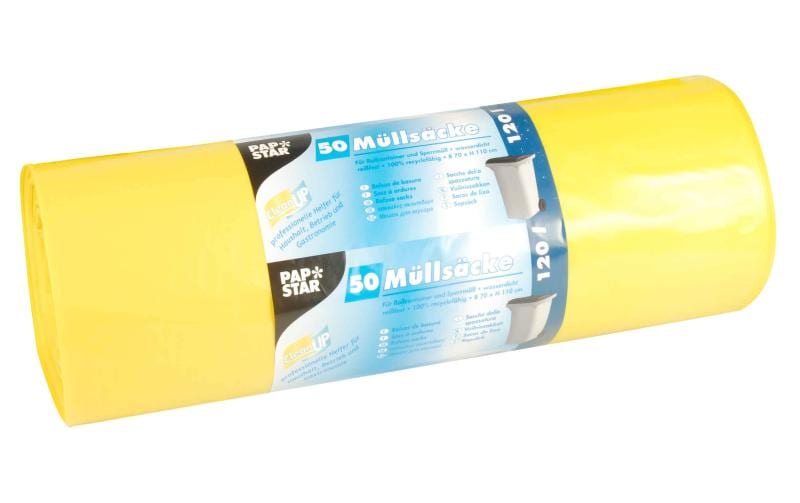 Weita Sac à ordures ménagères Papstar 120 l, 50 Pièce/s, Jaune