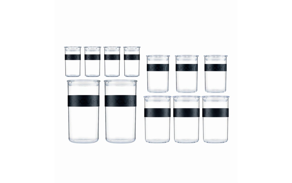 Bodum Bocal à provisions Presso 12 pièces, 0.25 l/0.6 l/1 l/2 l,