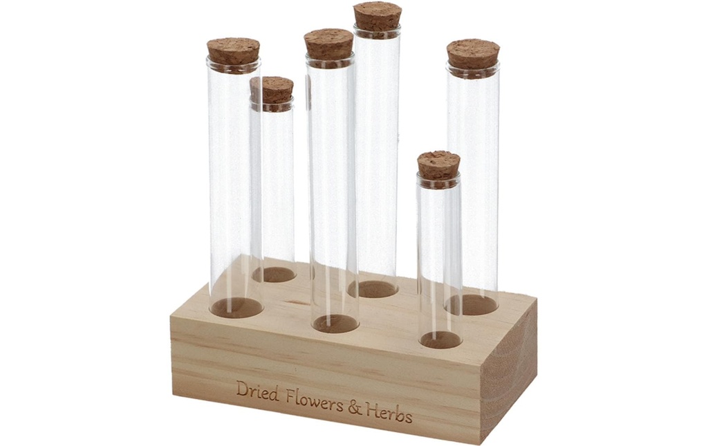 Esschert Design Vase Éprouvette L 6 verres, 17.5 cm, Transparent/Nature