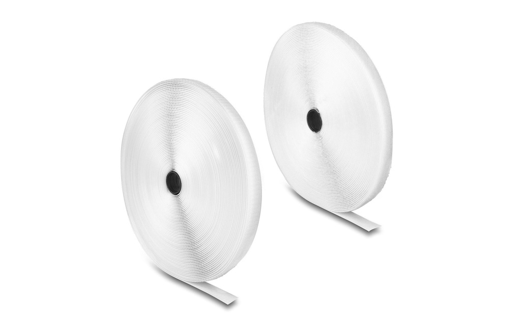 Delock Bande auto-agrippante Rouleau de bande scratch L 25 m x l 20 mm Blanc