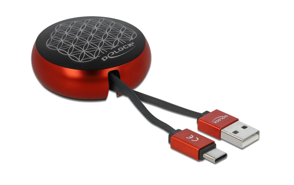 Delock Câble USB 2.0 avec fonction autoroll USB-A - USB-C 0.92 m