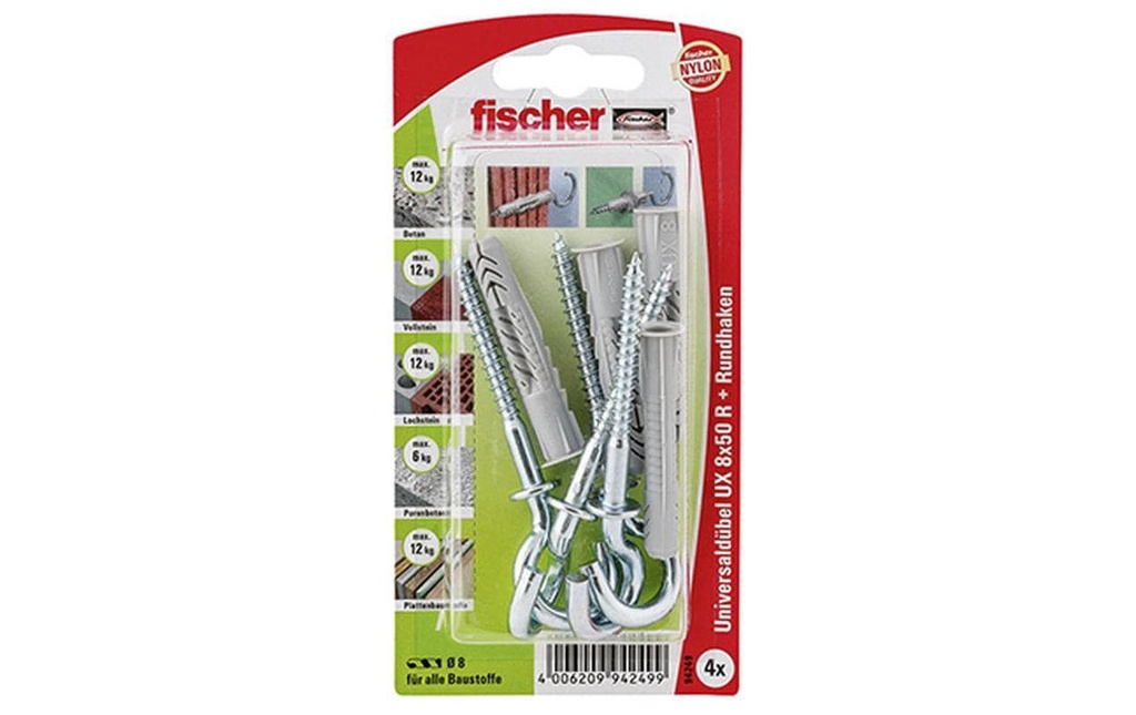 Fischer Cheville universelle  UX 8 x 50 RH, 4 Pièce/s