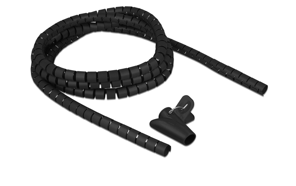 Delock Tuyau en spirale avec outil de rétraction, 2.5 m x 15 mm Noir