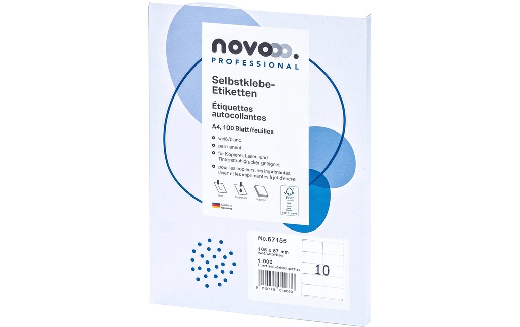 novooo. Étiquettes autocollantes 105 x 57 mm, 100 feuilles