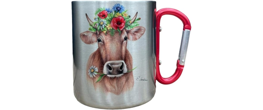 creanorm Tasse en acier inoxydable Vache à fleurs 330ml