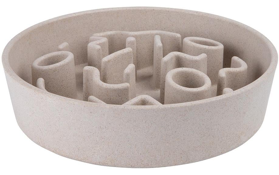 District 70 Bol en bambou Bamboo Dog Slow Feeder Ø 21 cm, crème-blanc