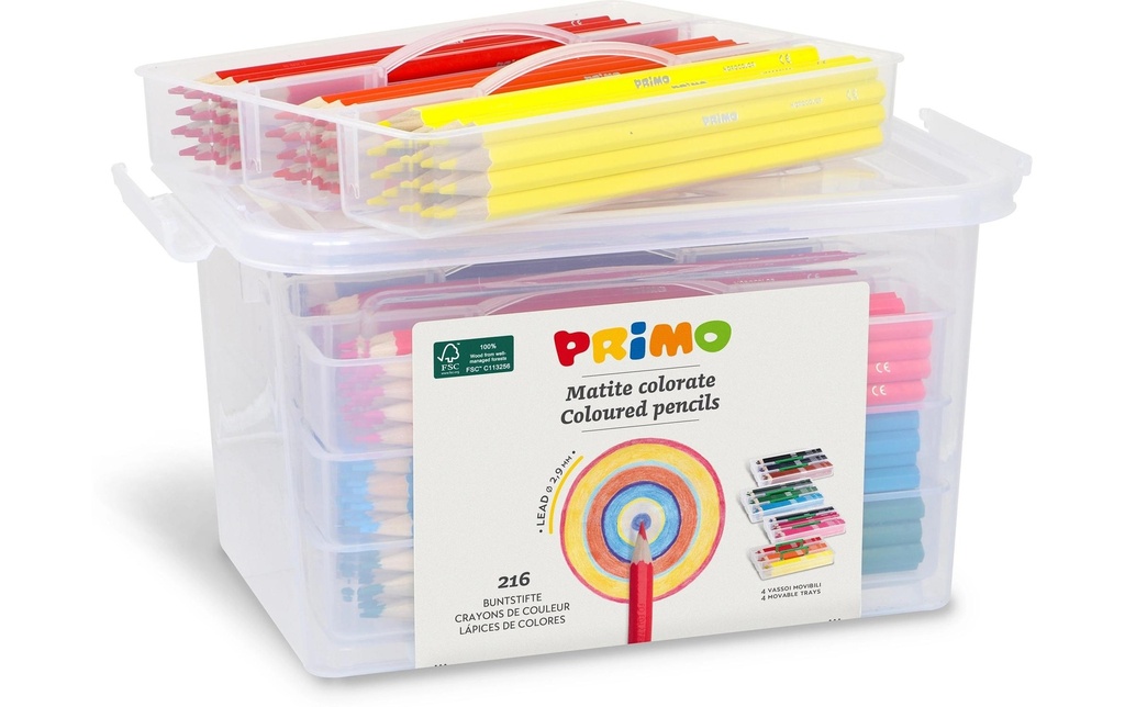 Primo Crayons de couleur Boîte de l'école 216 pièces