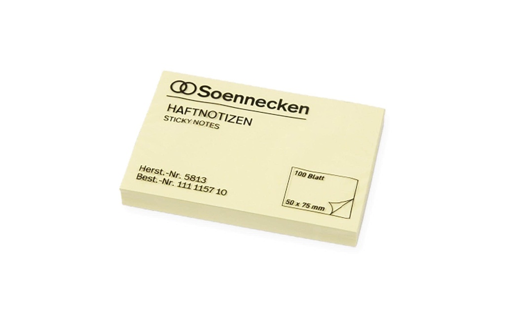 Soennecken Fiche de bloc-notes 7.5 x 5 cm, 12 pièces à 100 feuilles, jaune
