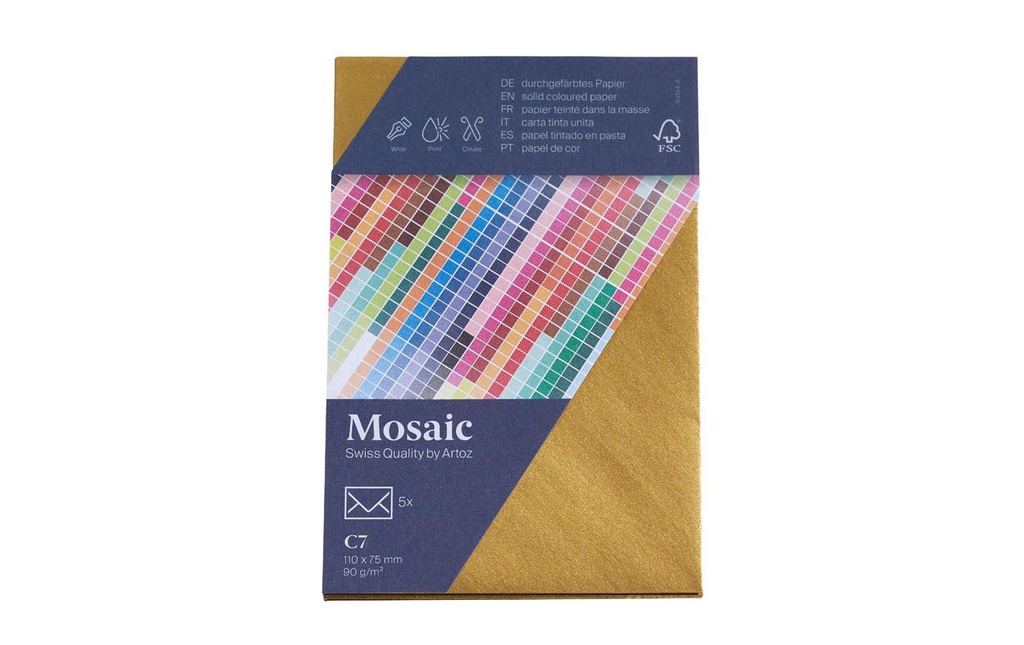 Artoz Enveloppe Mosaic C7, 5 pièces, Doré