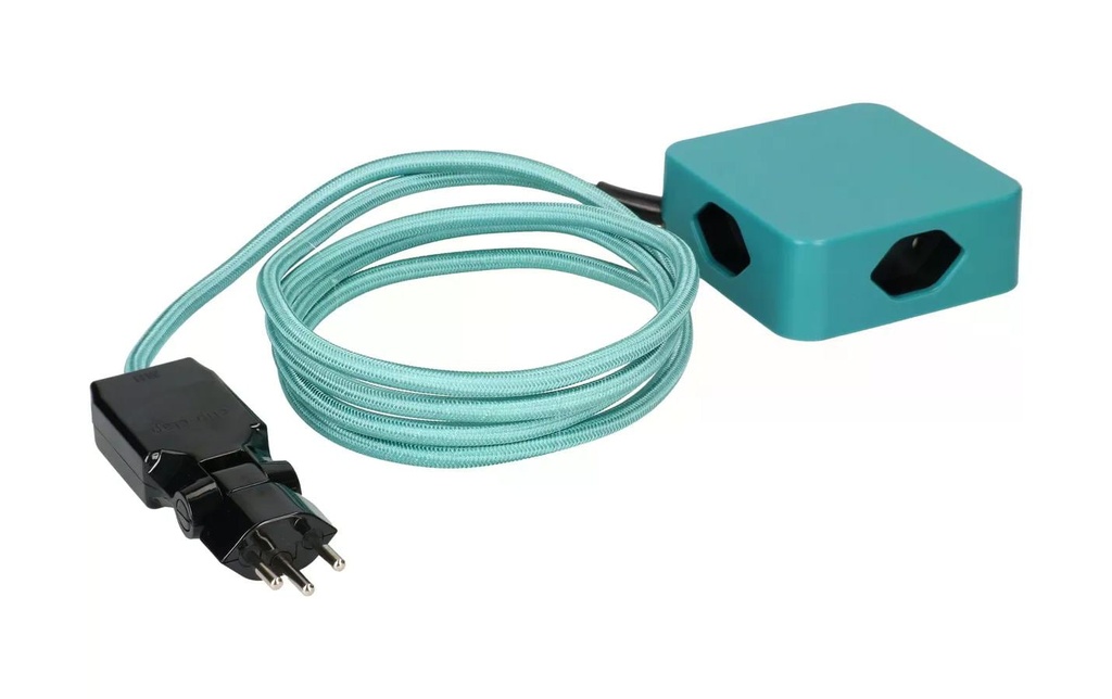 maxTex Bloc multiprises Cube 4x T13, Turquoise/noir