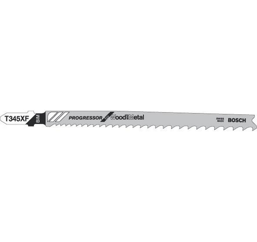 Bosch Professional Lame de scie sauteuse T 345 XF Progressor Wood and Metal, 5 pièces