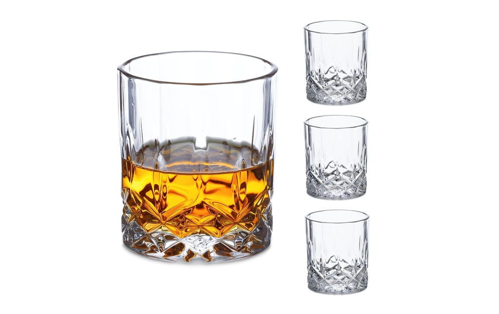 relaxdays Verre à whisky Set 4 pièces, 300 ml