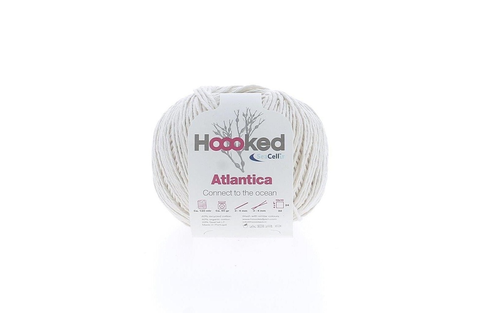 Hoooked Fil de coton Hoooked Atlantica SeaCell Fil Blanc